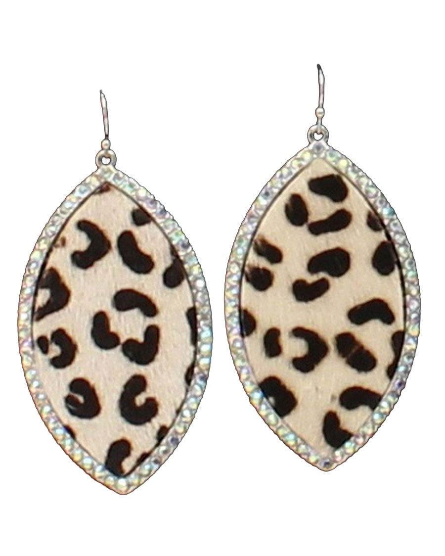 Crystal Teardrop Cheetah Print Earrings - D460013105