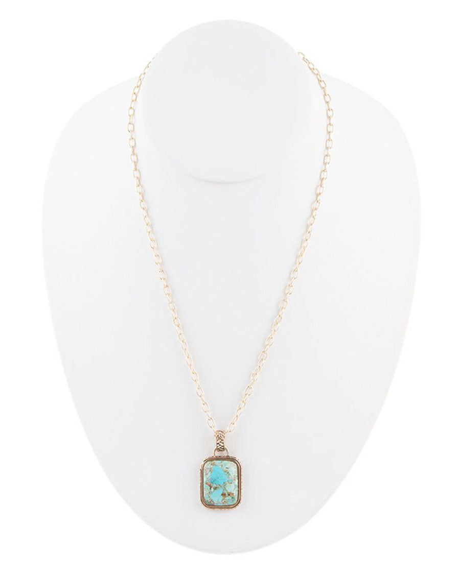 Women's Credence Genuine Turquoise Pendant Necklace - Brain01T01B