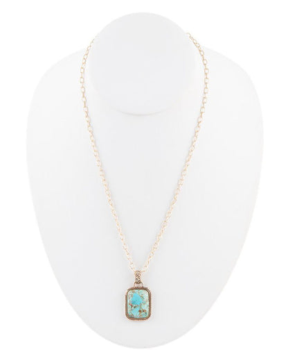 Women's Credence Genuine Turquoise Pendant Necklace - Brain01T01B