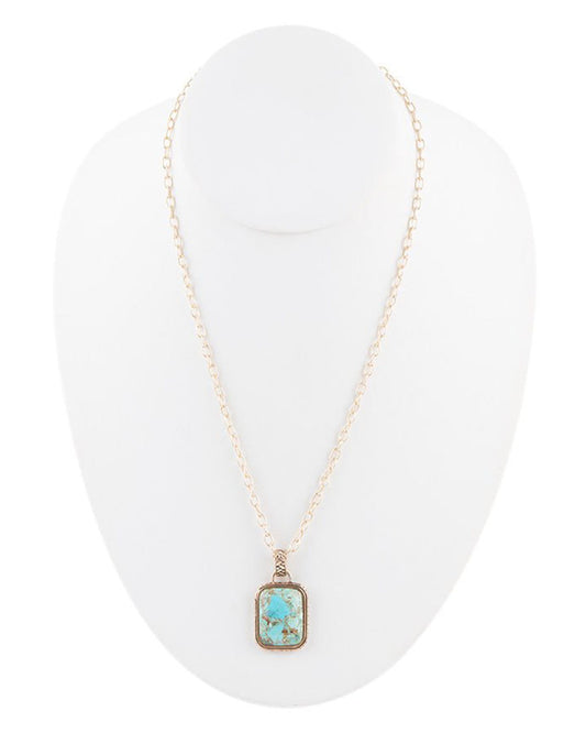 Women's Credence Genuine Turquoise Pendant Necklace - Brain01T01B