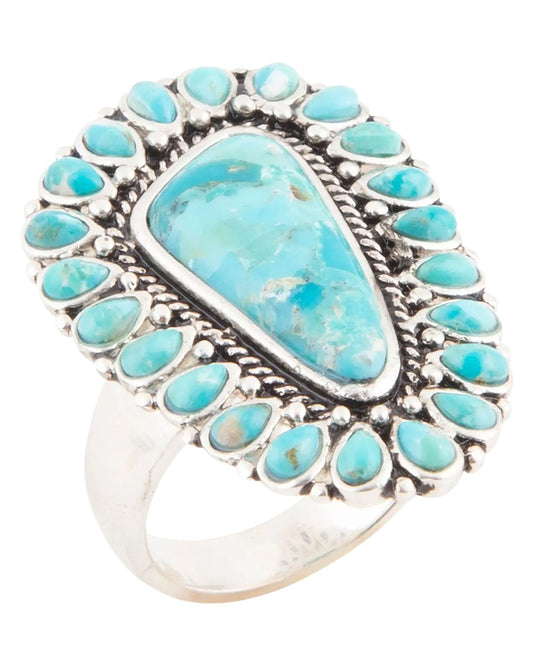 Women's Sedona Blue Turquoise And Silver Statement Ring - Sedor01T01