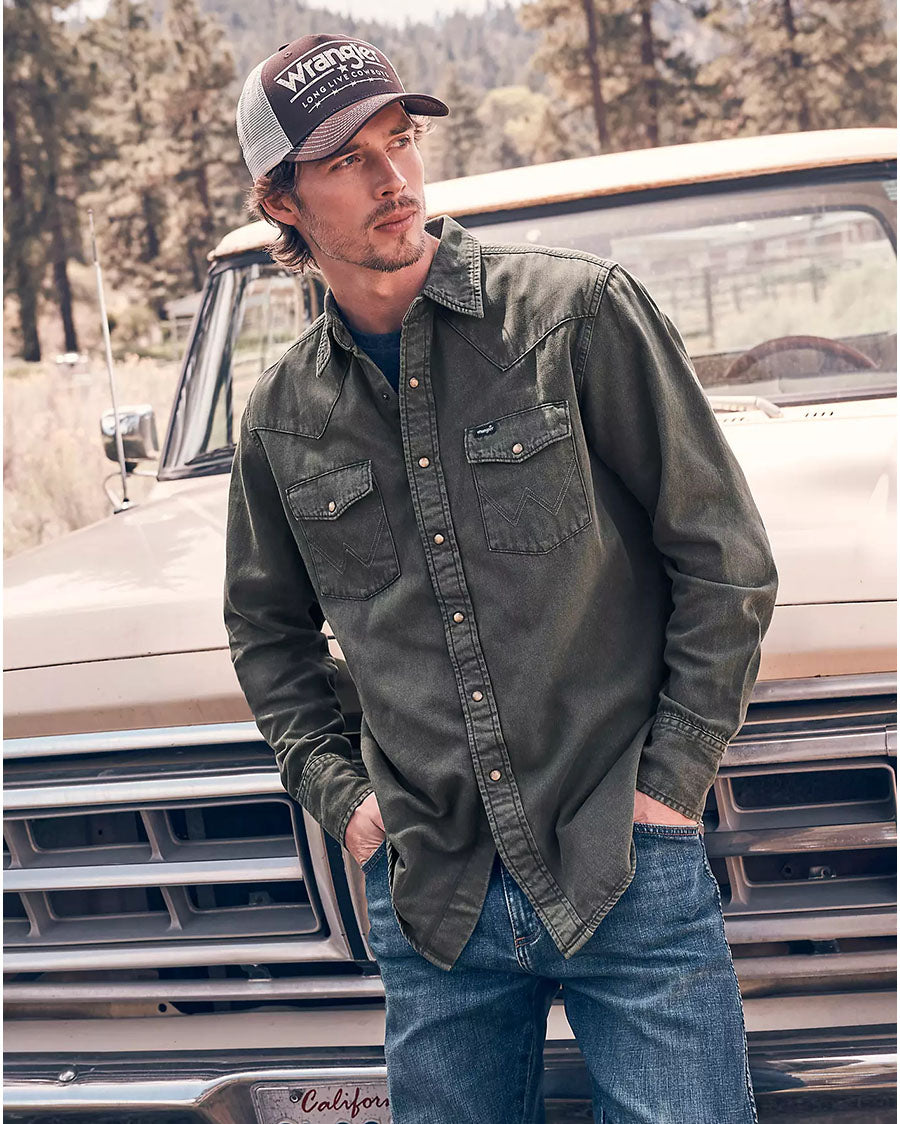 Men's Denim Western Shirt - 112381633