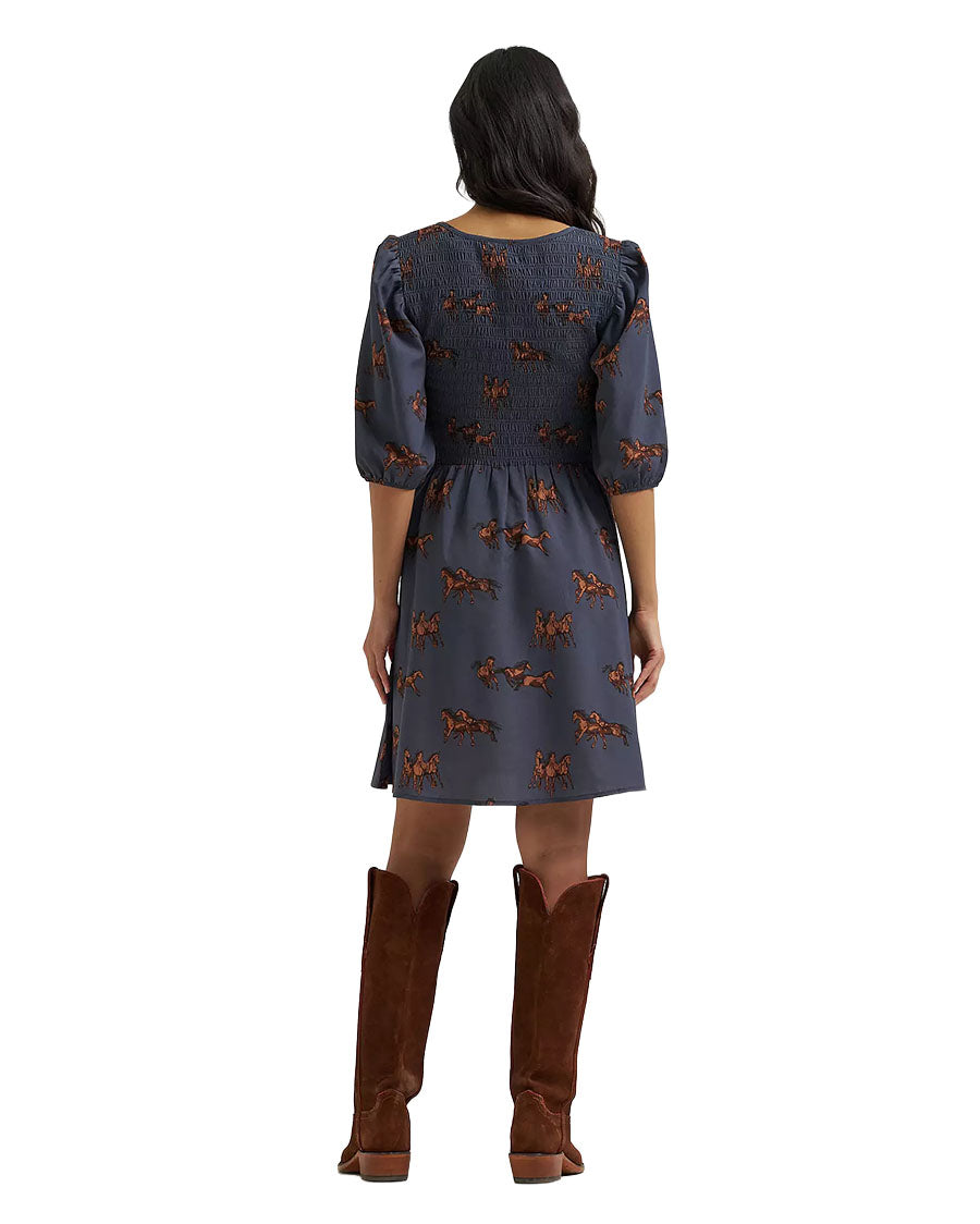 Women's Retro Punchy Smocked Dress - 112382665