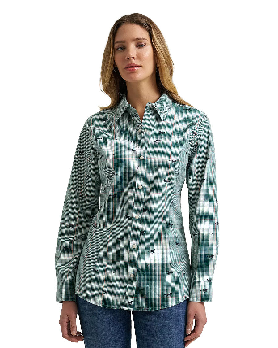 Women's Retro Vintage Western Snap Shirt - 112382671