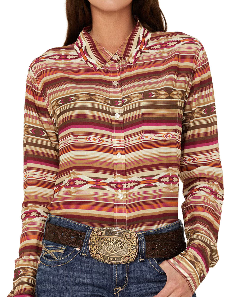 Women's Horizontal Aztec Western Shirt - 11-050-0590-2001 Mu - Xl   01060
