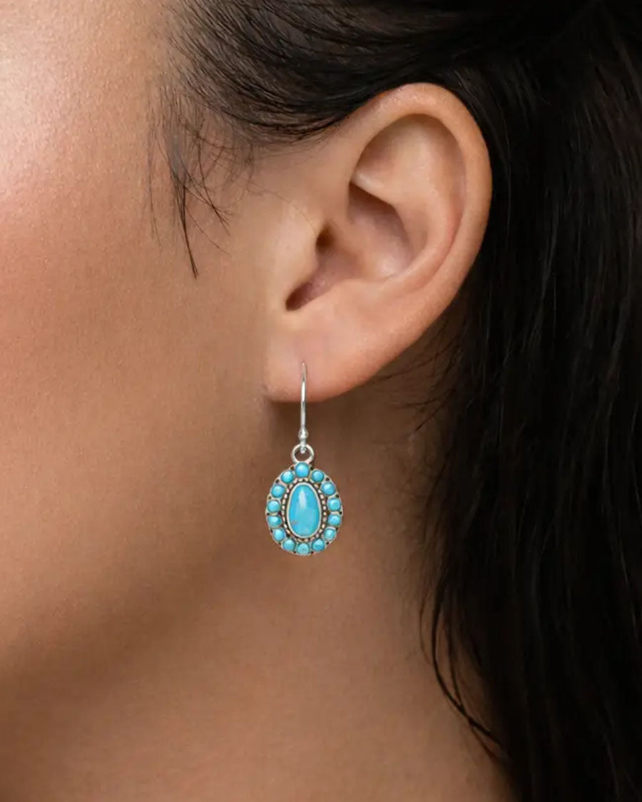 Women's Little Sedona Blue Turquoise And Silver Drop Earrings - Tlsae01T01P