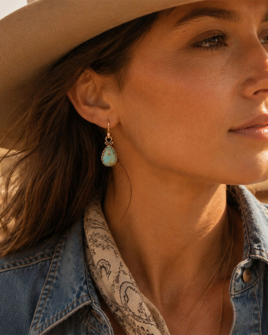 Women's Dreamy Drop Turquoise Earrings - Entre01T01B