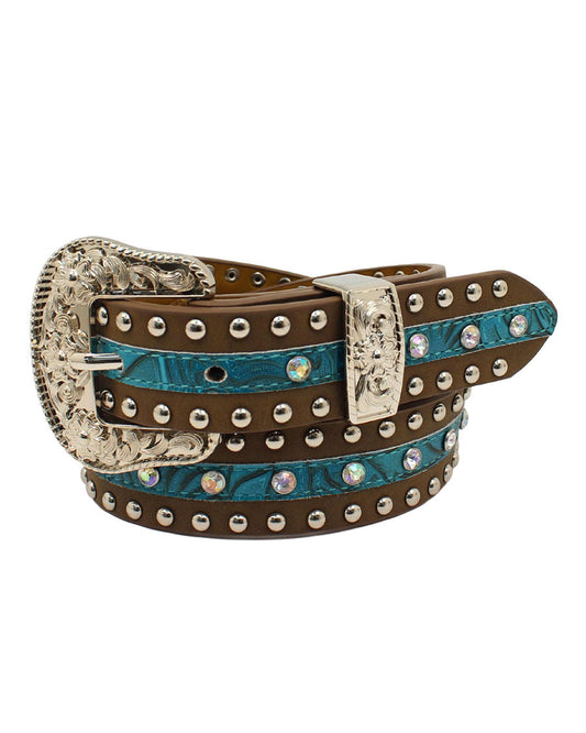 Women's Floral Studded Crystal Belt Set - Da5232