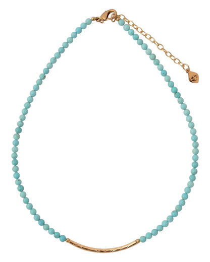 Women's Little Bit Round Blue Turquoise Necklace - Neck962Tmgb