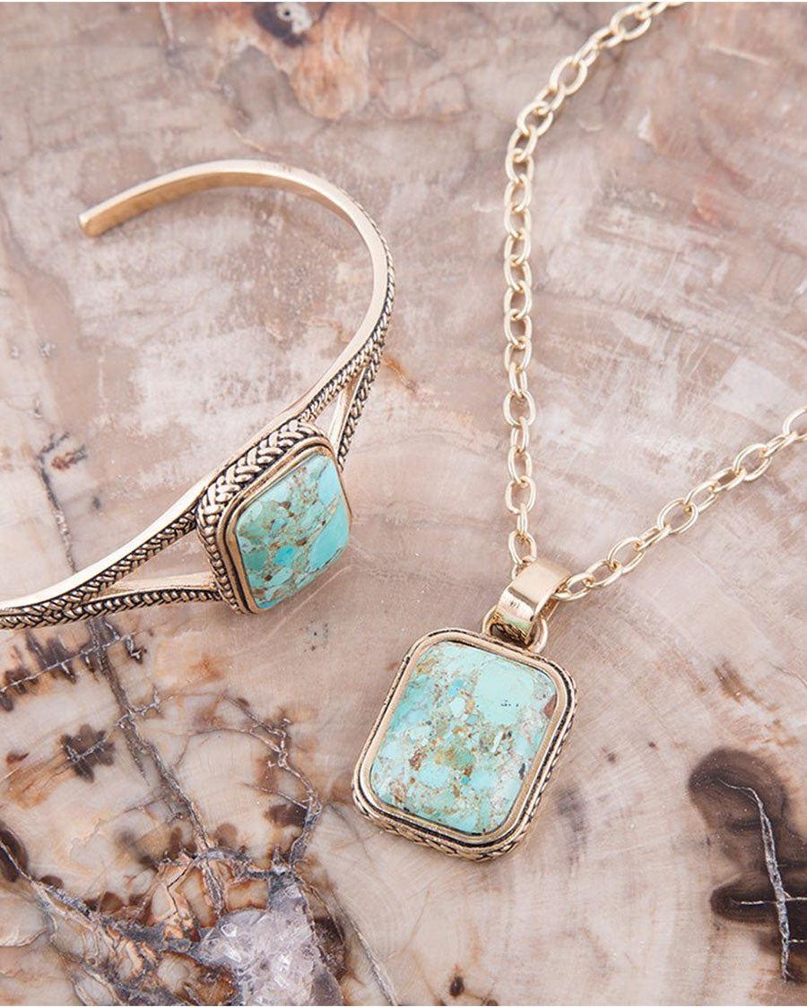 Women's Credence Genuine Turquoise Pendant Necklace - Brain01T01B