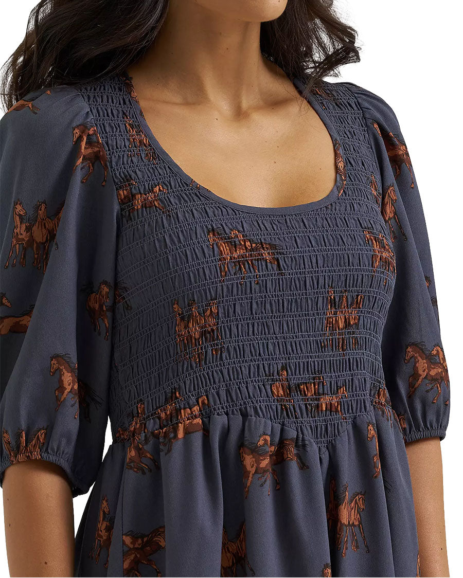 Women's Retro Punchy Smocked Dress - 112382665