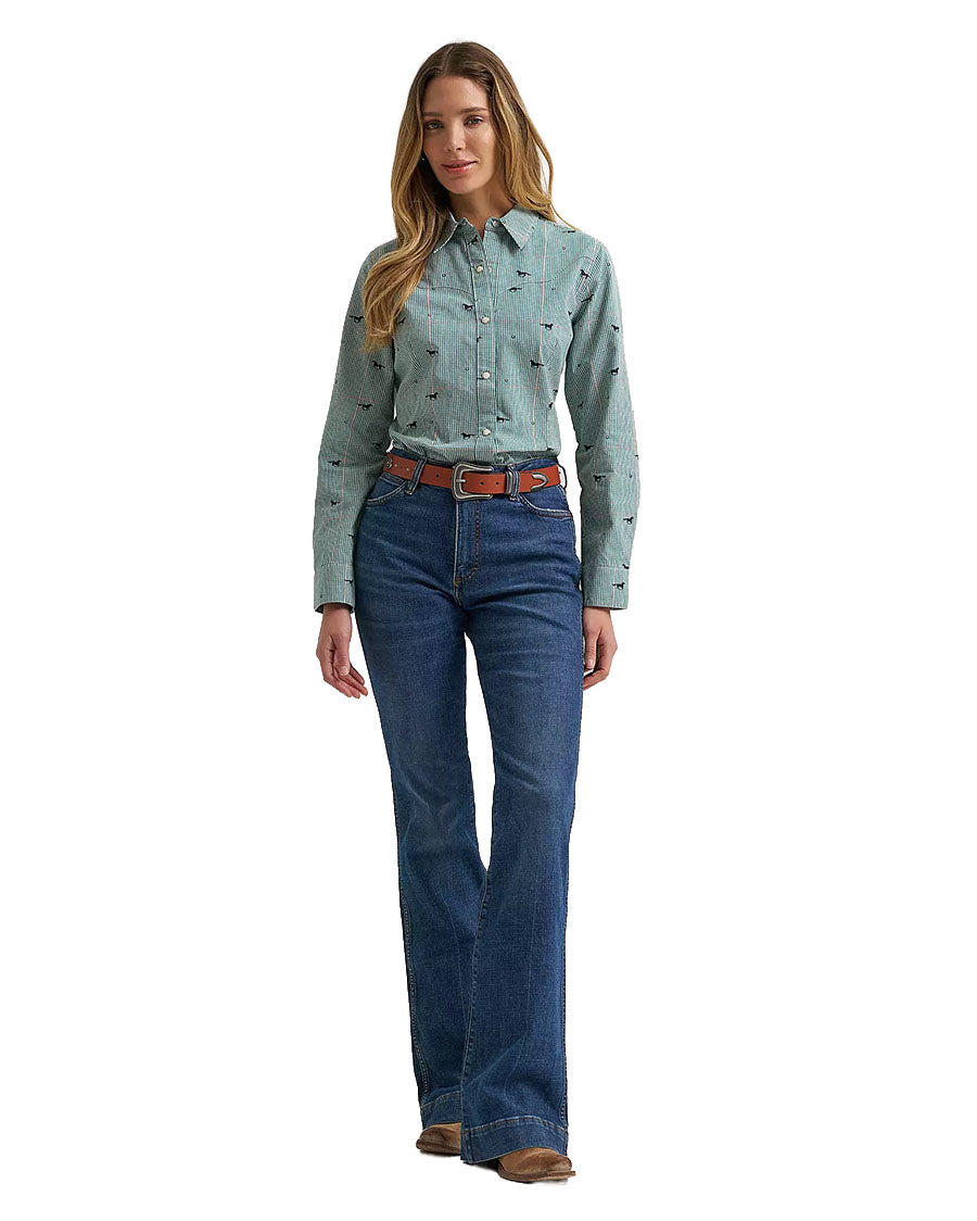 Women's Retro Vintage Western Snap Shirt - 112382671