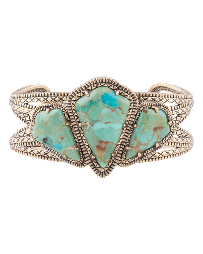 Women's Maltese Blue Turquoise Golden Cuff Bracelet - Memeb01T01B by Barse Jewelry from Skip’s Western Outfitters | BSJ-MEMEB01T01B-ONE-SIZE