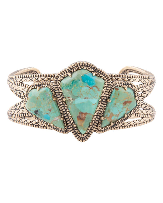 Women's Maltese Blue Turquoise Golden Cuff Bracelet - Memeb01T01B