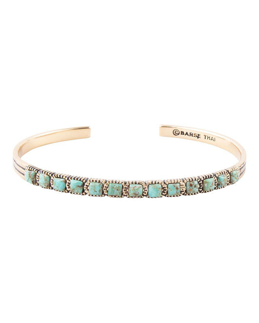 Women's In Line Turquoise And Bronze Cuff Bracelet - Mtnab01T01B