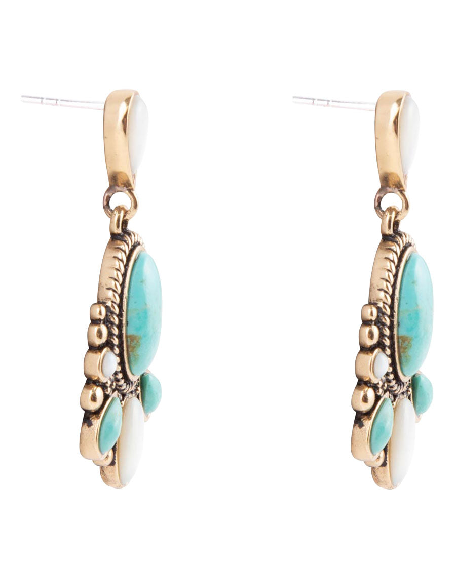 Women's Barcelona Turquoise And Mother Of Pearl Post Drop Earrings - Barce01Moptb