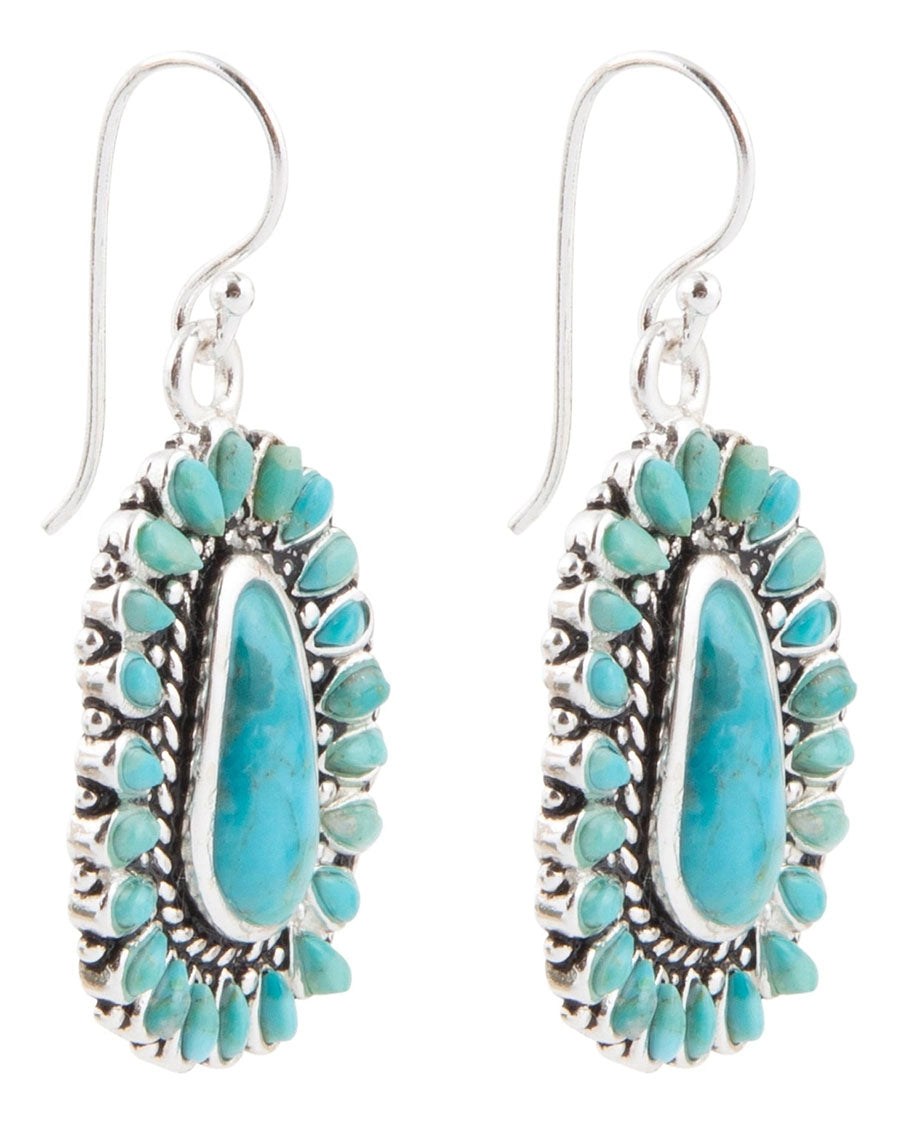 Women's Sedona Blue Turquoise Silver Drop Earrings - Sedoe01T01P