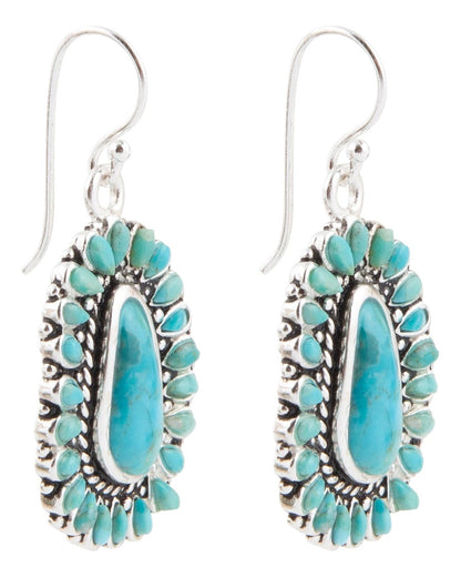 Women's Sedona Blue Turquoise Silver Drop Earrings - Sedoe01T01P