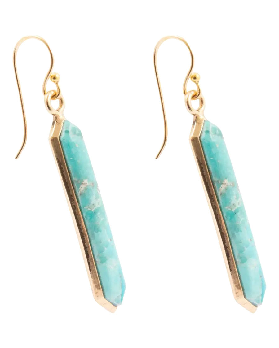 Women's Linear Blue Turquoise Golden Drop Earrings - Retre03T01B