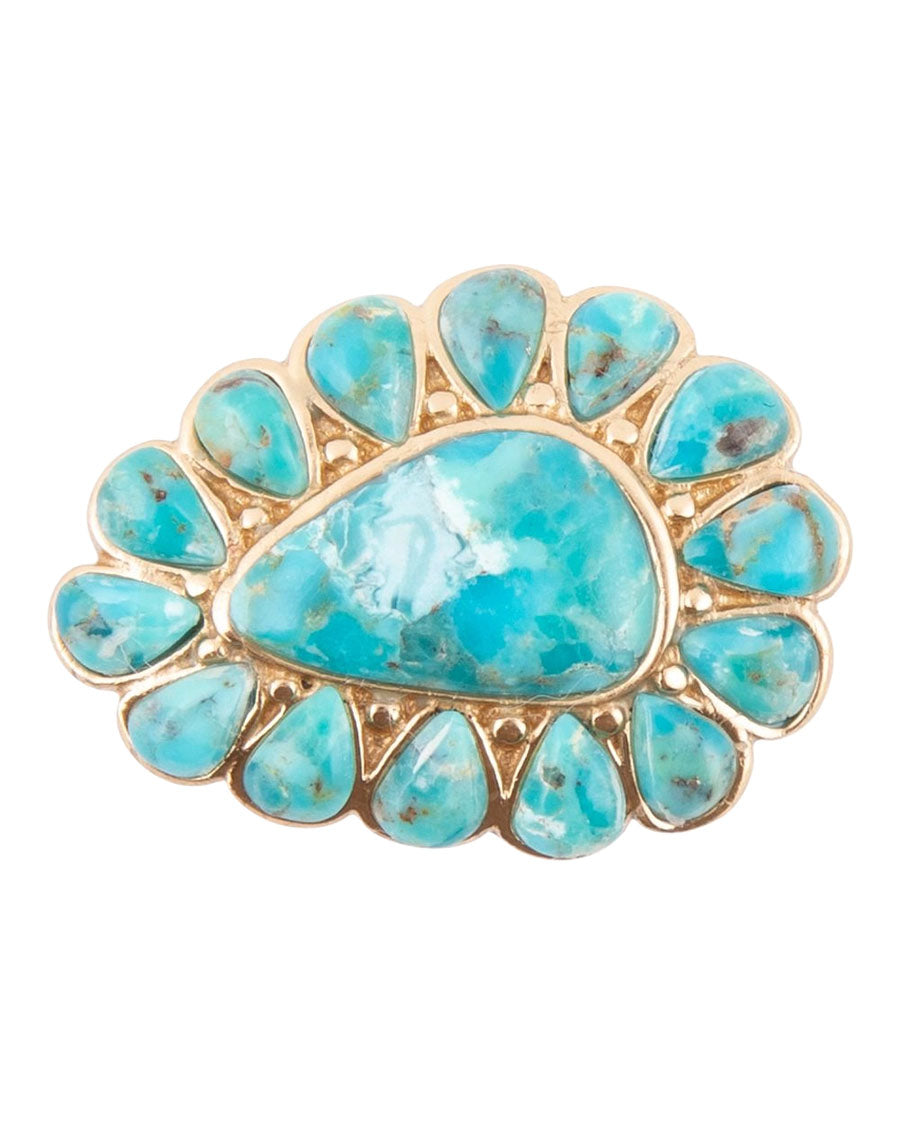 Women's Durango Blue Turquoise Golden Statement Ring - Durgr01T01