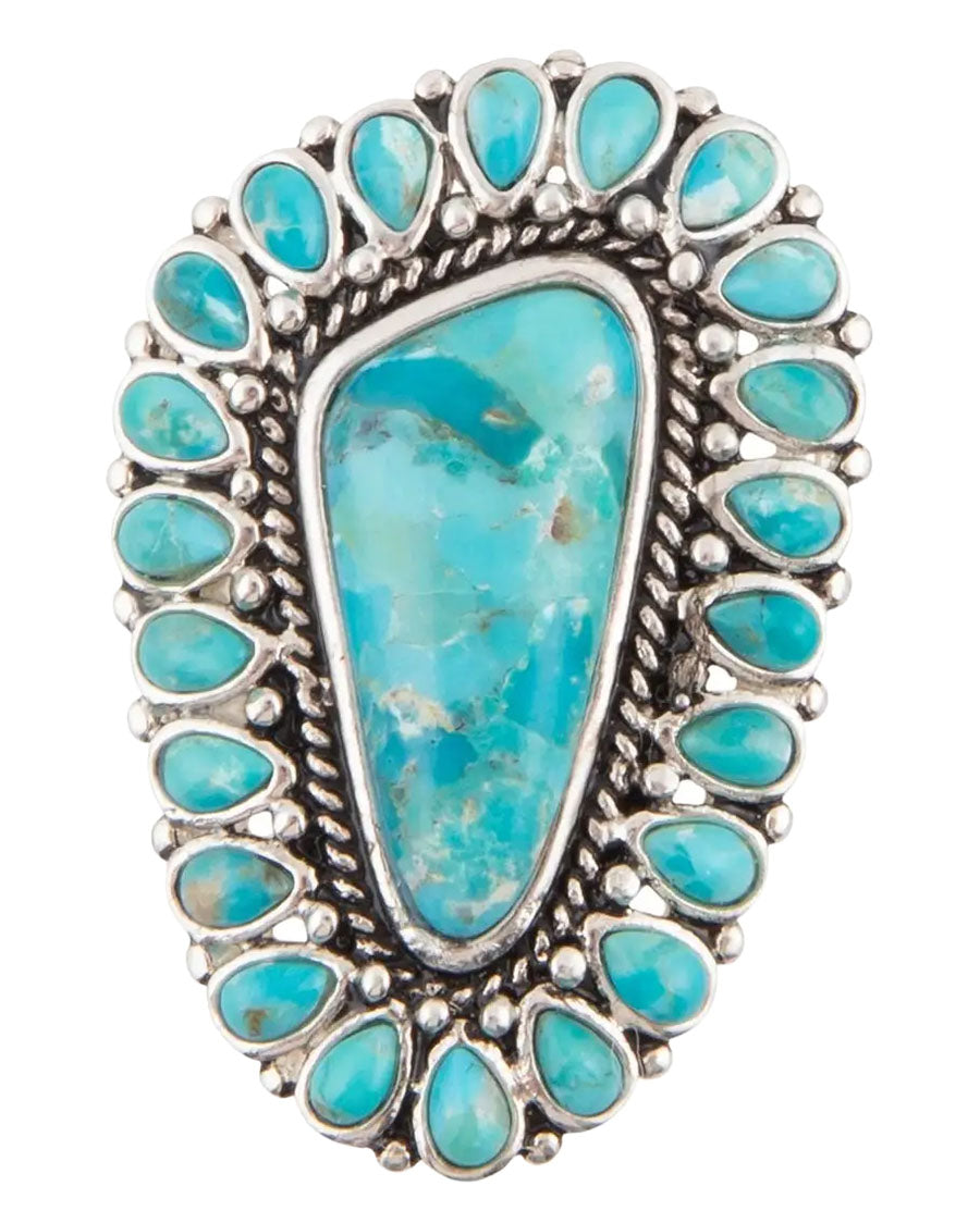 Women's Sedona Blue Turquoise And Silver Statement Ring - Sedor01T01
