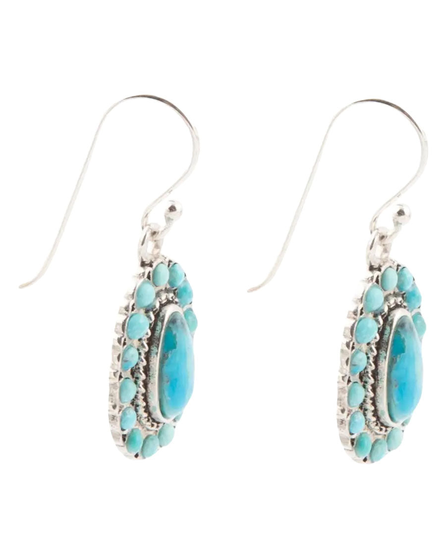 Women's Little Sedona Blue Turquoise And Silver Drop Earrings - Tlsae01T01P