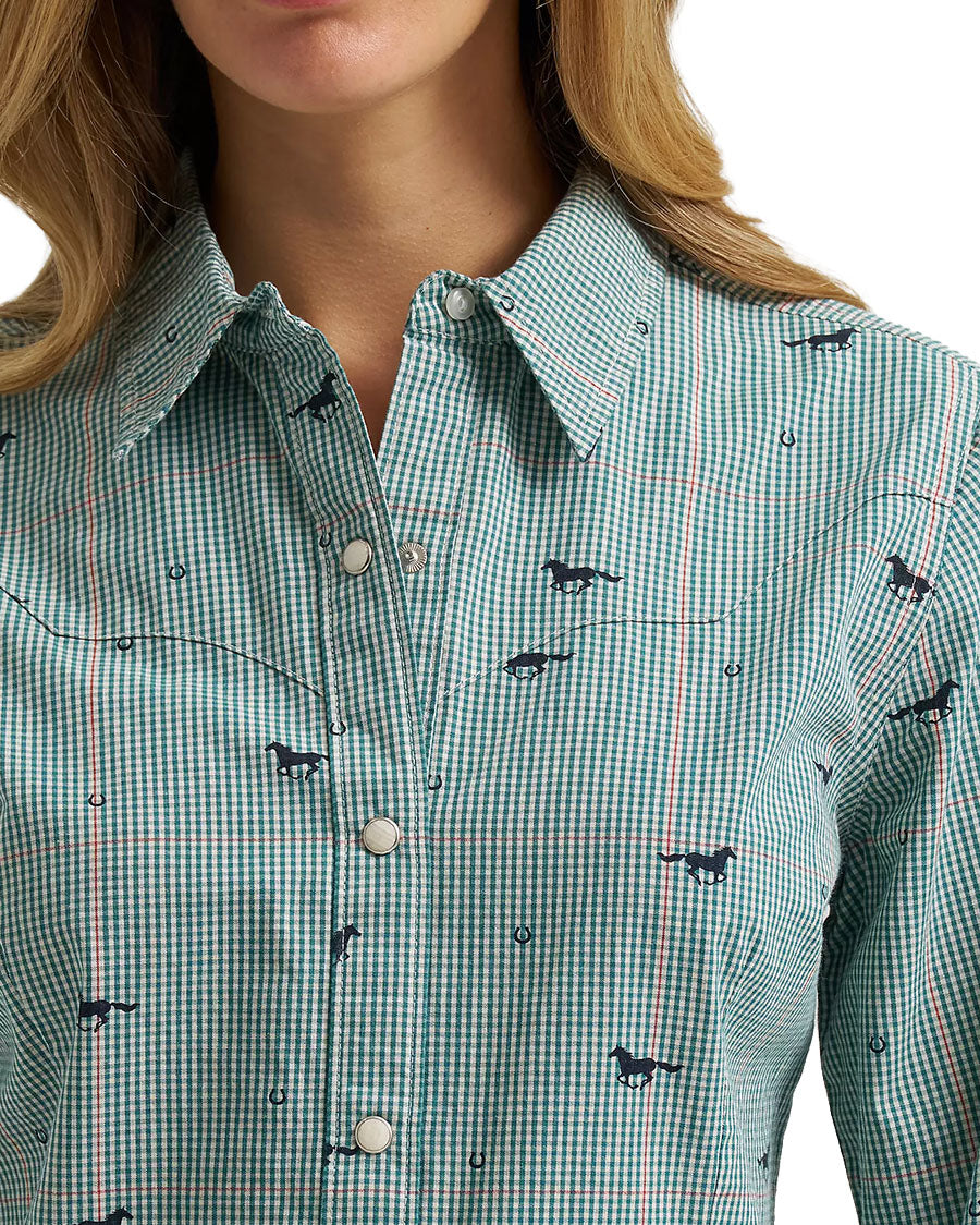 Women's Retro Vintage Western Snap Shirt - 112382671