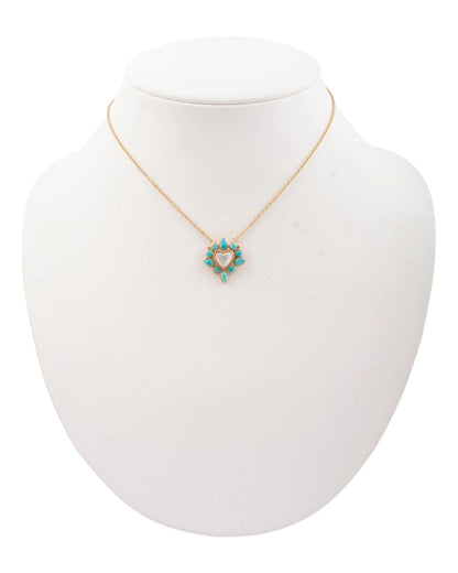 Women's Hearts Surround Blue Turquoise And Mother Of Pearl Golden Pendant Necklace - Mojan30Mtb by Barse Jewelry from Skip’s Western Outfitters | BSJ-MOJAN30MTB-ONE-SIZE