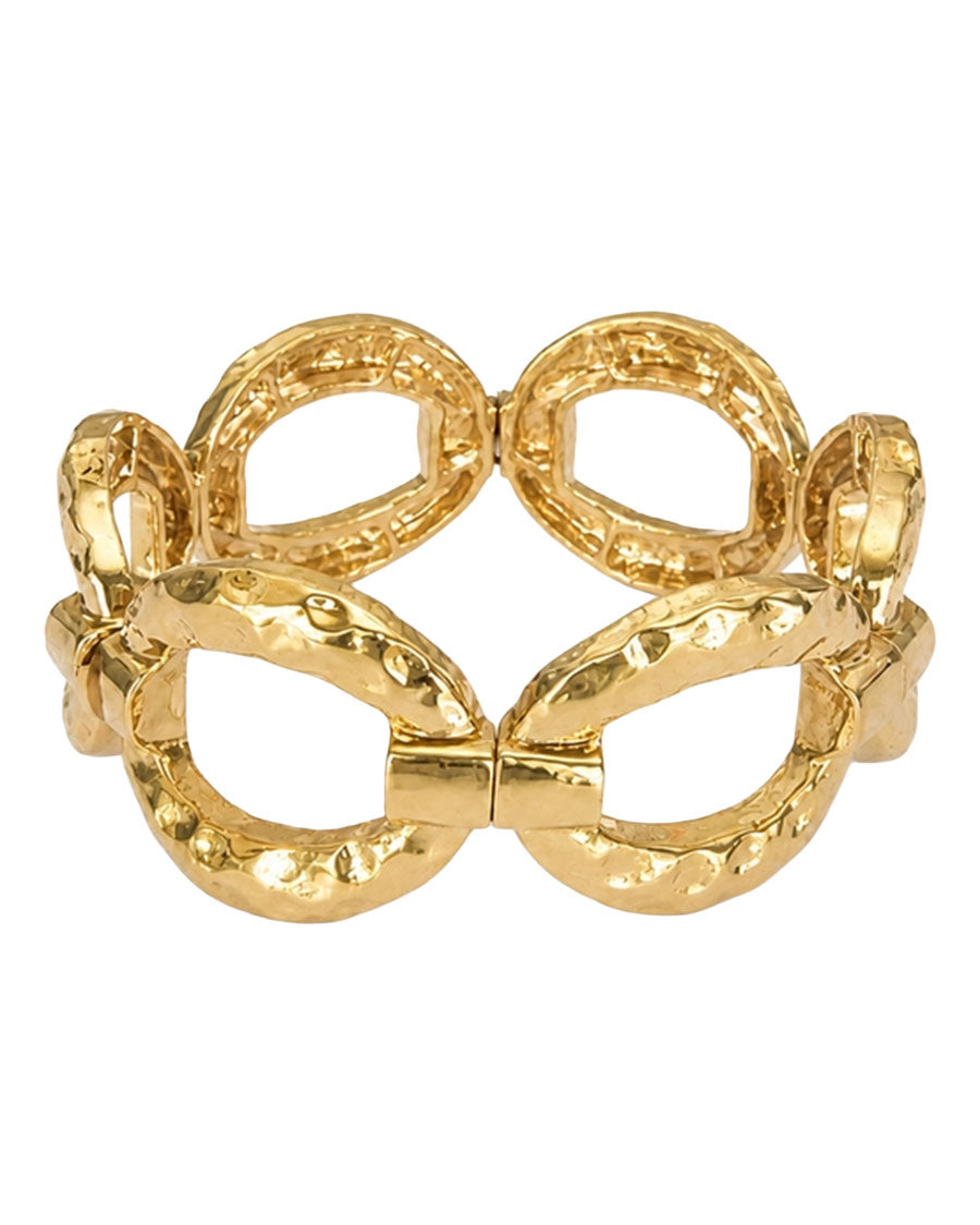 Women's 18K Gold Plated Oval Link Stretch Bracelet - Wc-Br28G