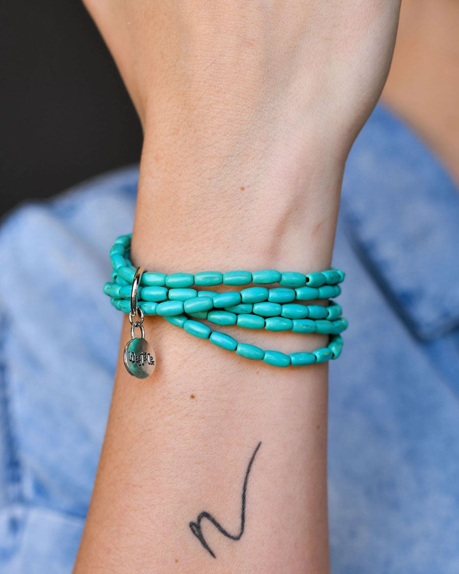 Women's 5 Strand Green Turquoise Bracelet - Br1401
