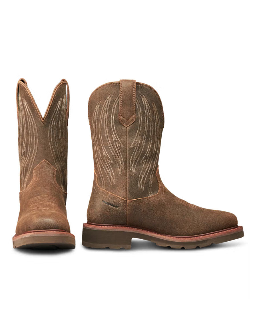 Men's LongHaul Waterproof Square Soft Toe Work Boots - Earthstone Cowhide - 11144-Rst