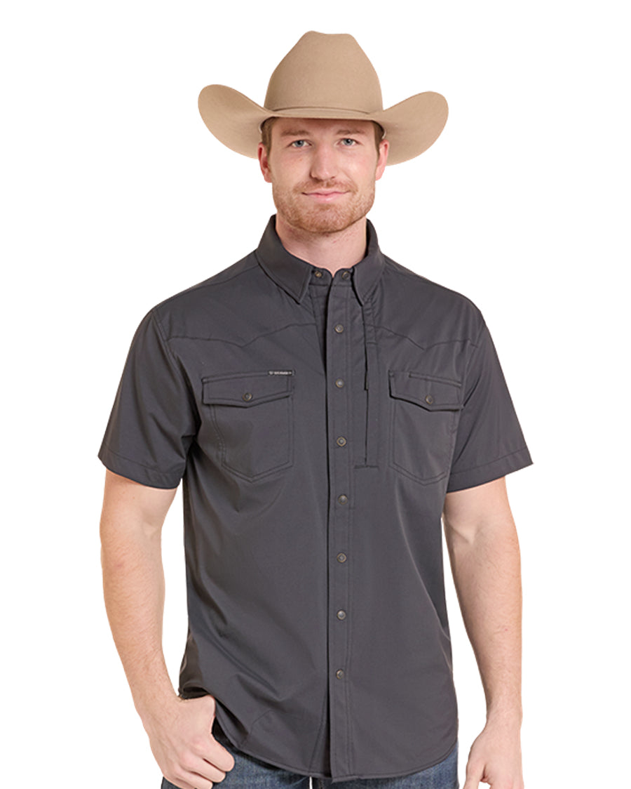 Men's Nylon Tek Solid Core Western Shirt - Bmn3S09641-01 by Rock & Roll Denim from Skip’s Western Outfitters | WMC-BMN3S09641-01-S-BLACK