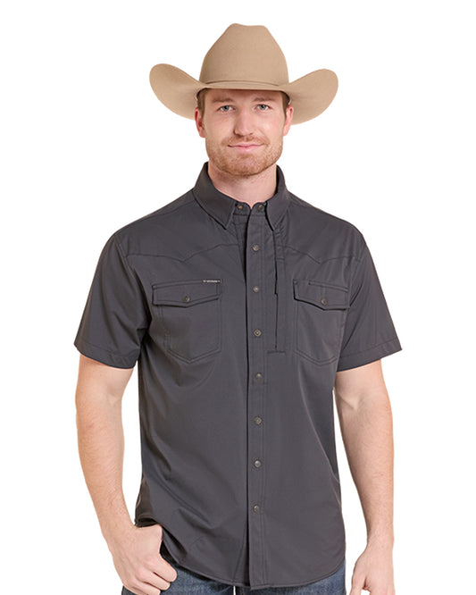 Men's Nylon Tek Solid Core Western Shirt - Bmn3S09641-01 by Rock & Roll Denim from Skip’s Western Outfitters | WMC-BMN3S09641-01-S-BLACK