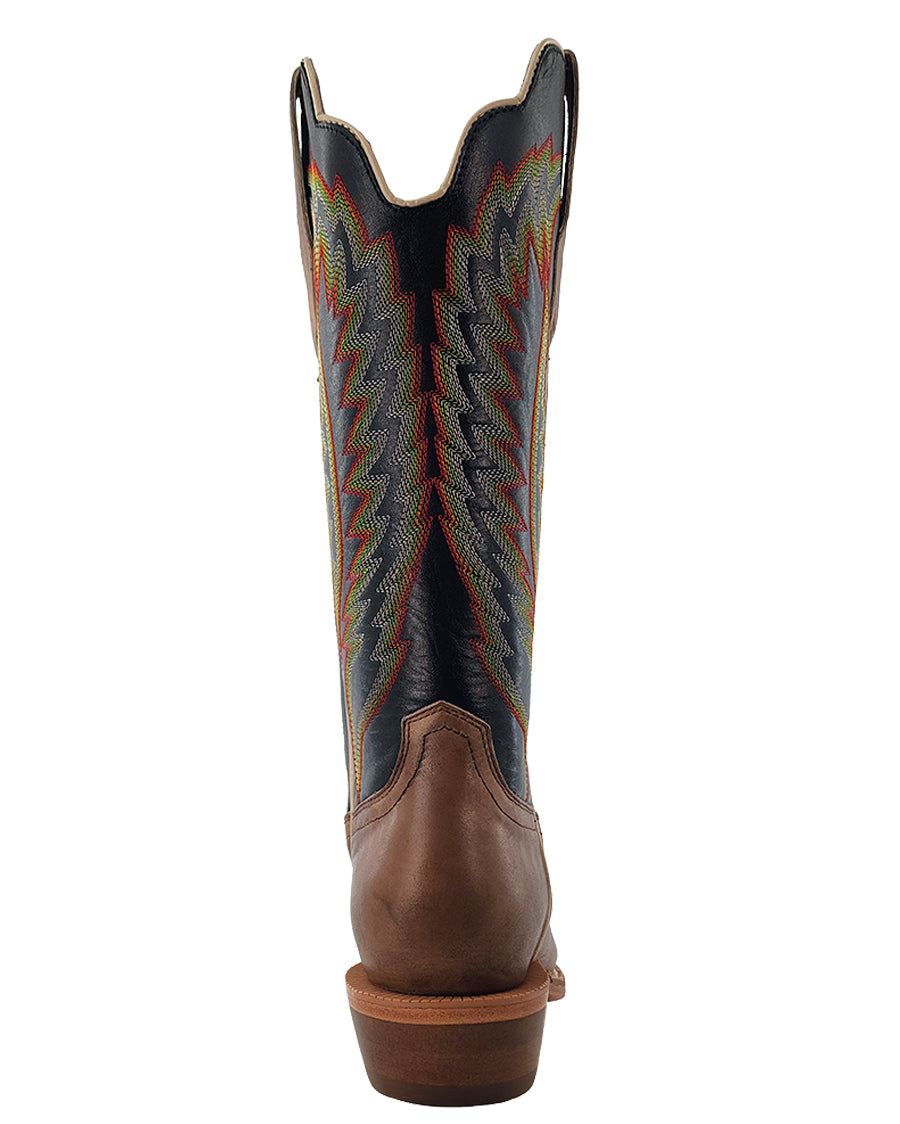 Women's RW Ranch Black Coffee Cowhide & Sand Dune Cowhide Narrow Square Toe Western Boots - Wrl0005-1