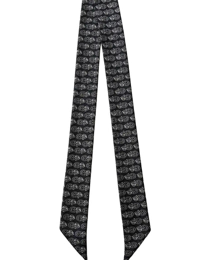 Women's Silk Twilly Scarf With Horseshoe & Wildflower Pattern - Tw027Blk by West & Co. from Skip’s Western Outfitters | W&C-TW027BLK-BLACK
