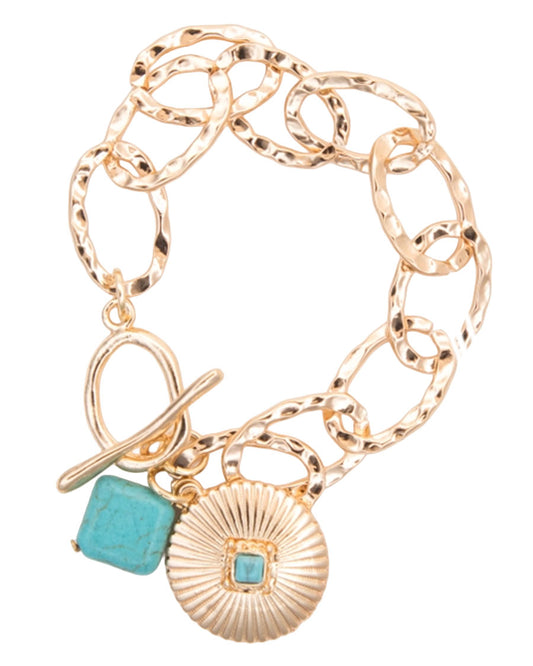 Women's 7" Chunky Chain Concho Charm Bracelet - Br1522G