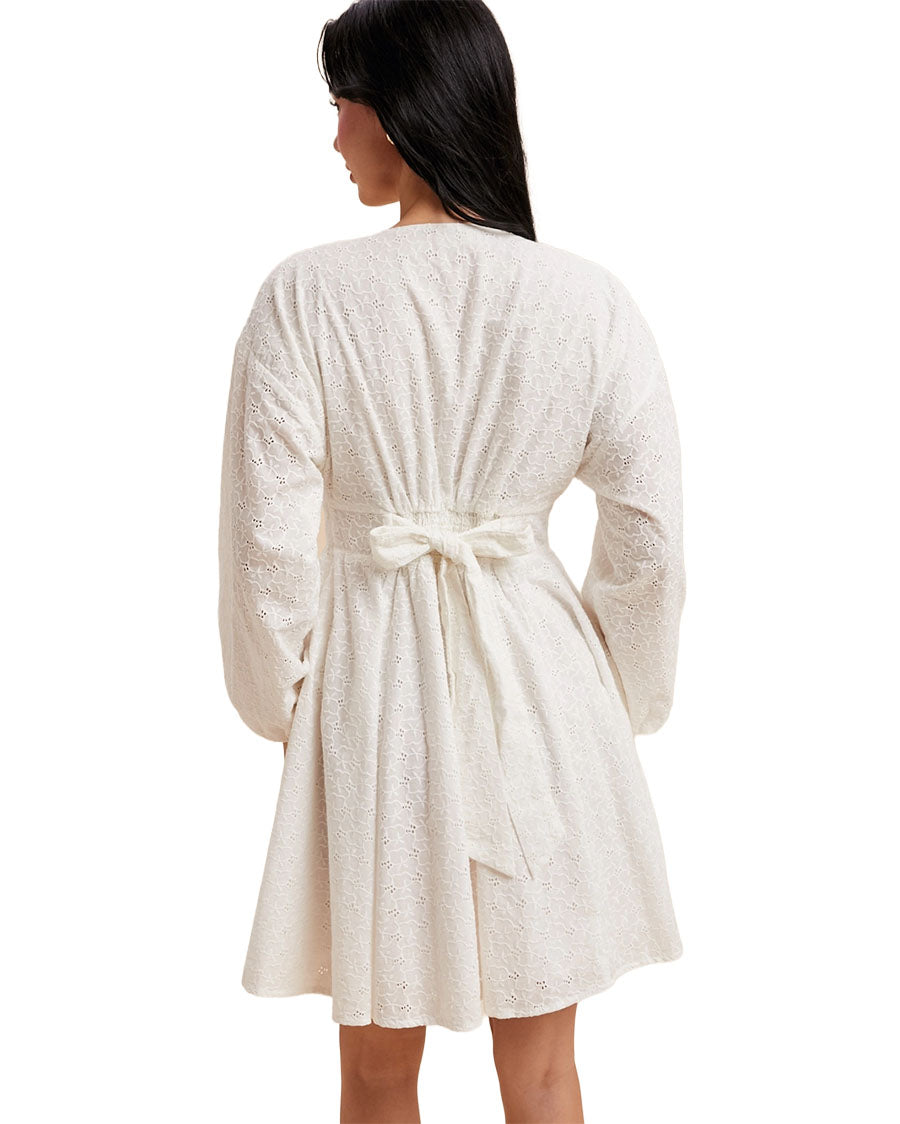Women's Eyelet Button Down Mini Dress - Ild6685-Off White