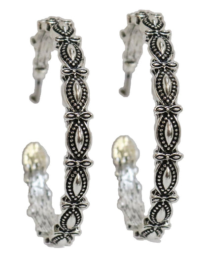 Women's 2" Burnished Silver Scalloped Hoop Earring - E857 by West & Co. from Skip’s Western Outfitters | W&C-E857-SILVER