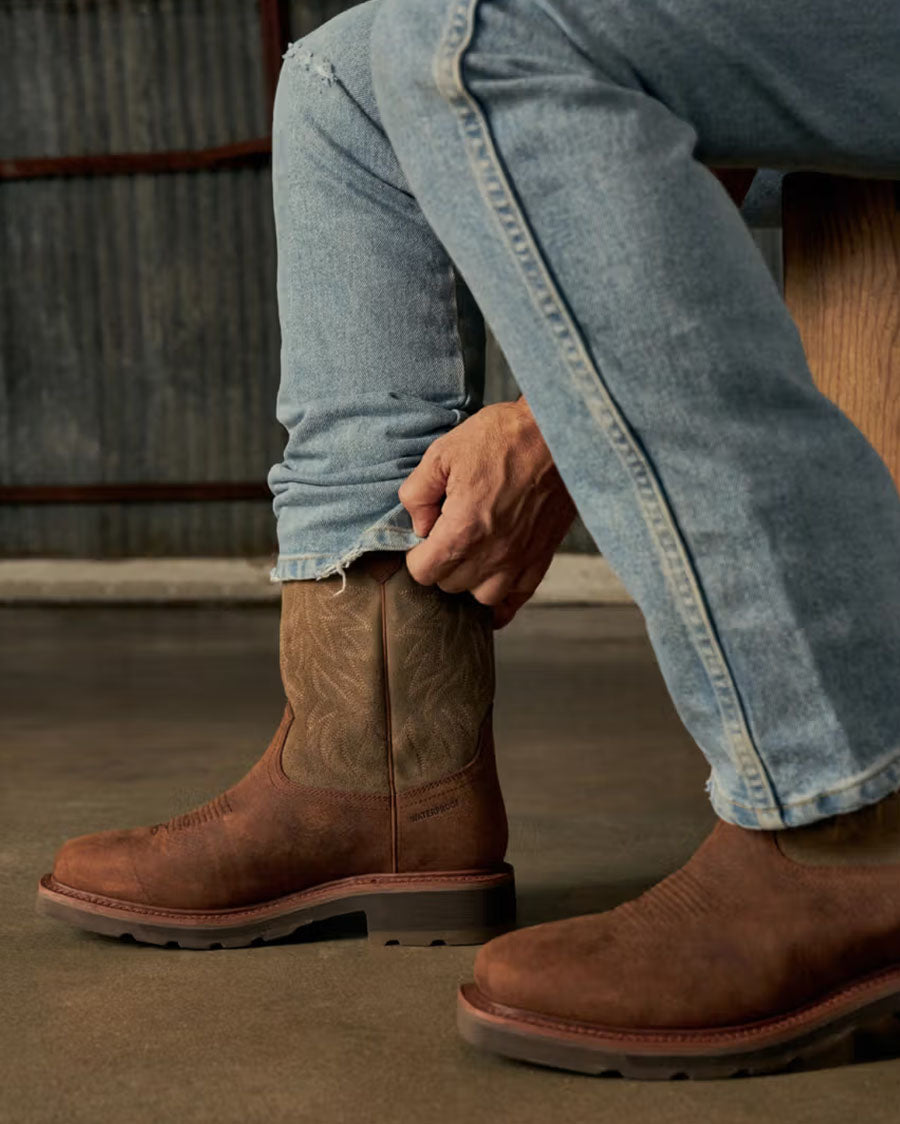 Men's LongHaul Waterproof Square Soft Toe Work Boots - Rust Cowhide - 11034-Rst