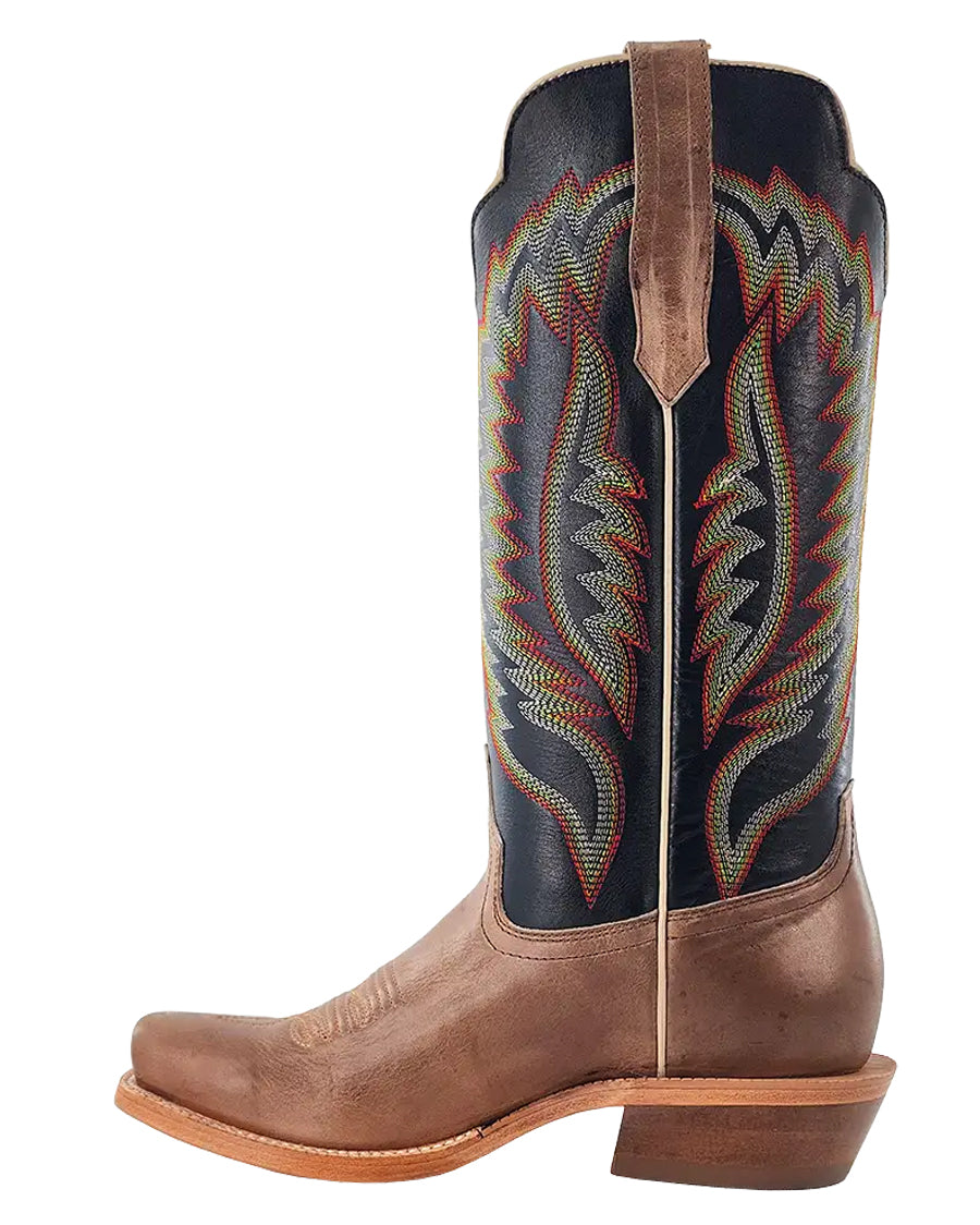 Women's RW Ranch Black Coffee Cowhide & Sand Dune Cowhide Narrow Square Toe Western Boots - Wrl0005-1