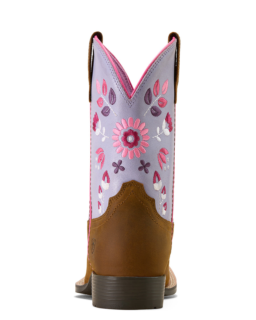Youth Wild Bloom Wide Square Toe Western Boots - 10074202