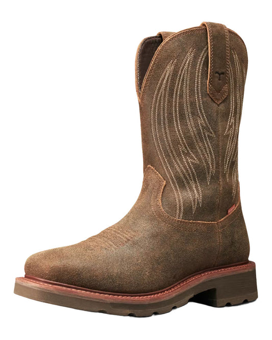 Men's LongHaul Waterproof Square Soft Toe Work Boots - Earthstone Cowhide - 11144-Rst