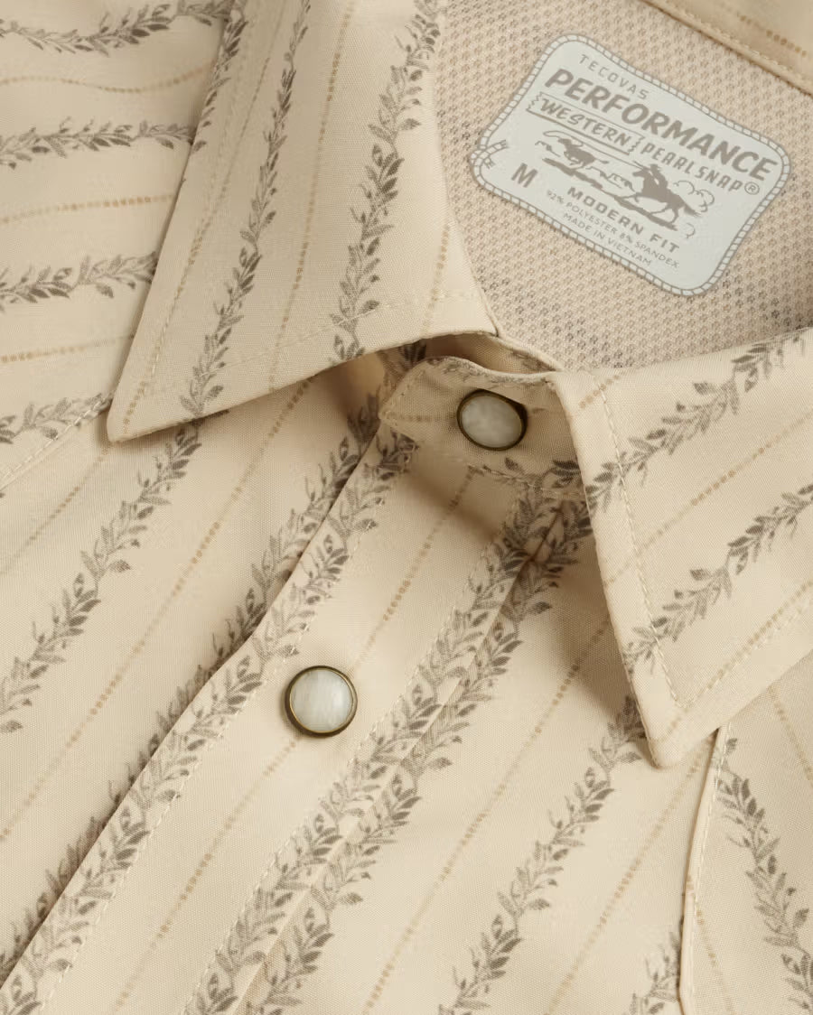 Men's Performance Western Pearl Snap Ss Sandstone - 40364-Snm