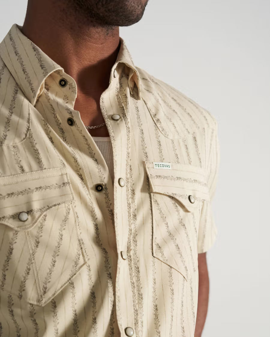 Men's Performance Western Pearl Snap Ss Sandstone - 40364-Snm