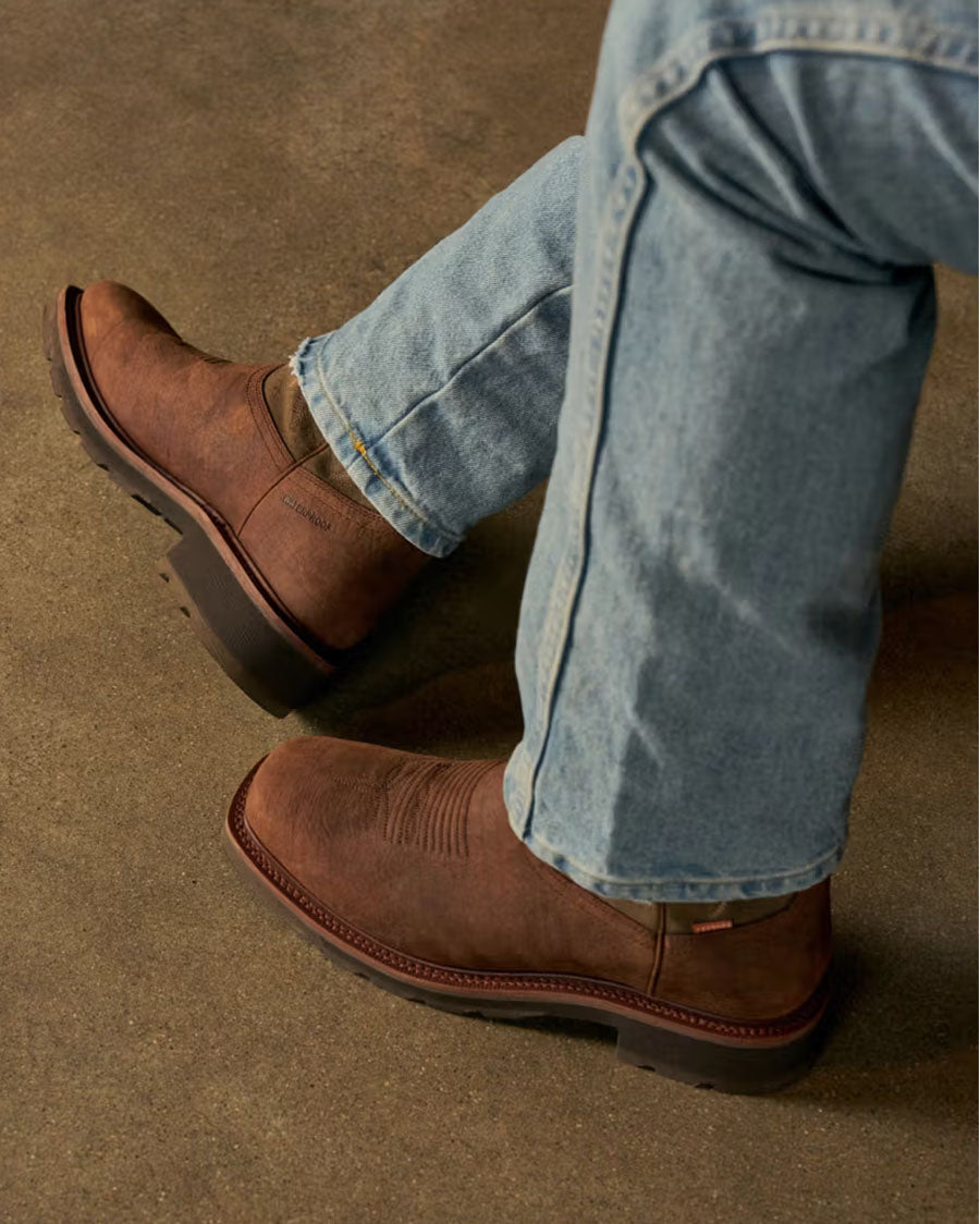 Men's LongHaul Waterproof Square Soft Toe Work Boots - Rust Cowhide - 11034-Rst