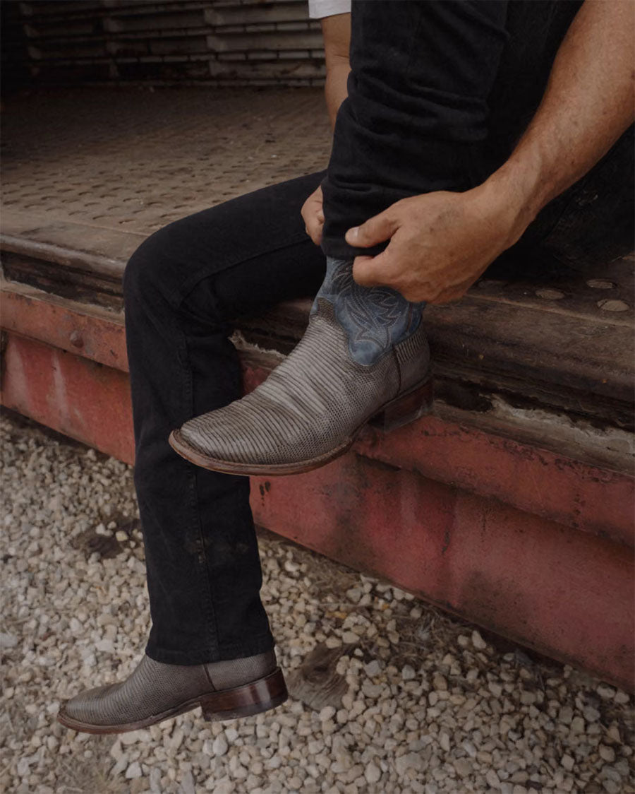 Men's The Doc Canyon Gunmetal Lizard Western Boots - 11224-Gnm