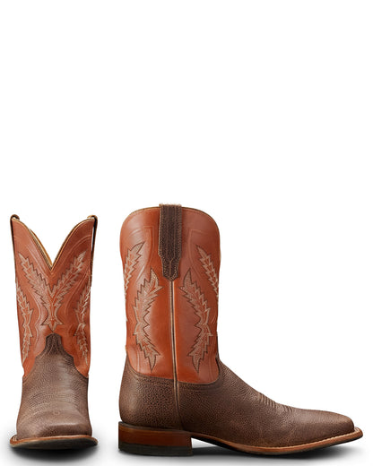 Men's The Doc In Dark Chestnut & Burnt Orange Bison Western Boots - 10031-Dbo