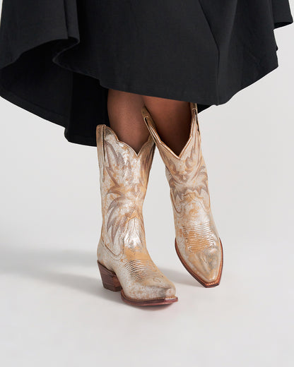 Tecovas Women's The Sadie In Platino Cowhide Metallic Western Boots - 21126-Pla
