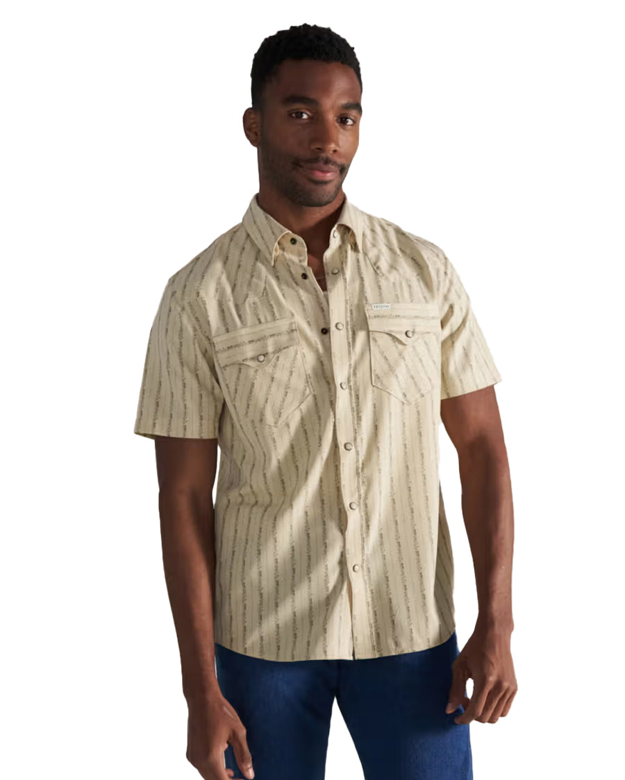 Men's Performance Western Pearl Snap Ss Sandstone - 40364-Snm by Tecovas from Skip’s Western Outfitters | TEC-40364-SNM-S-SANDSTONE/MULTI