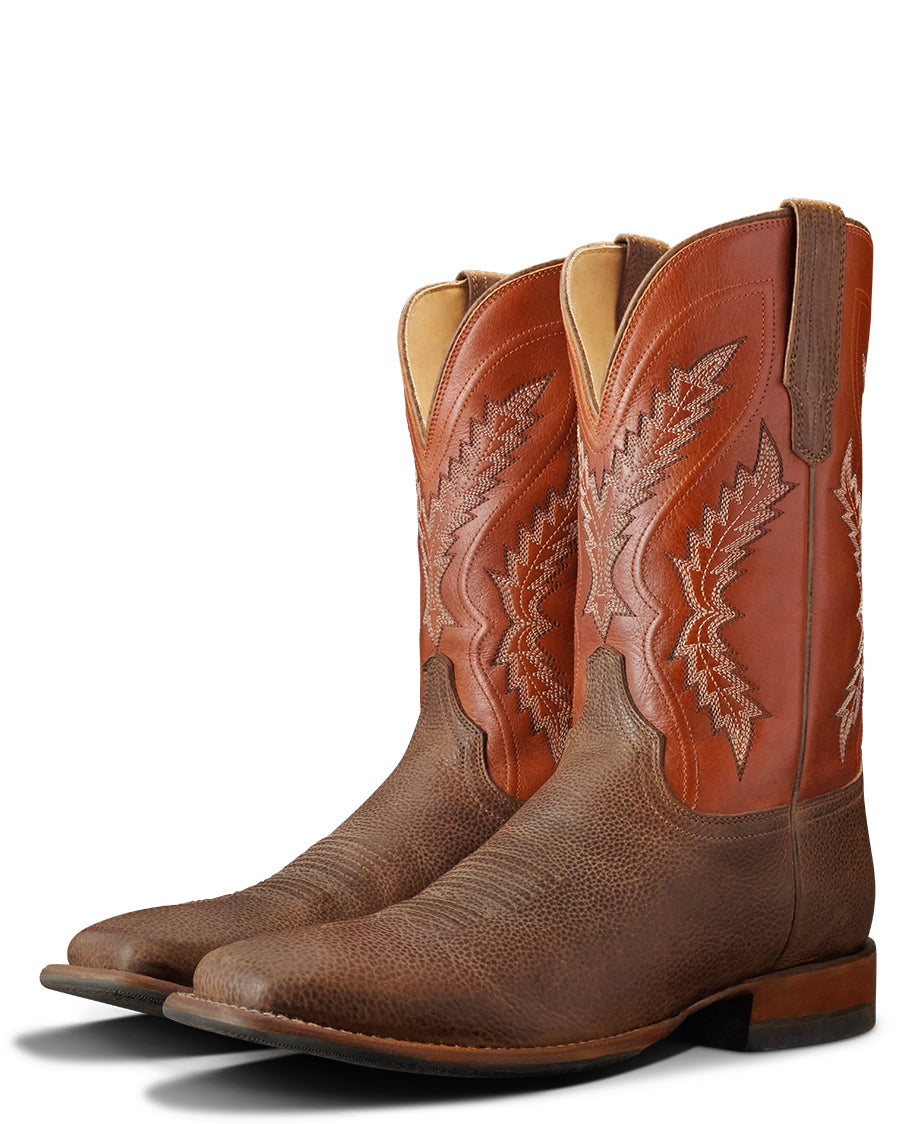 Men's The Doc In Dark Chestnut & Burnt Orange Bison Western Boots - 10031-Dbo